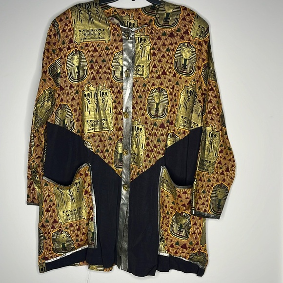 VINTAGE 3K FASHION Womens Multi Printed Button Front Top Jacket Size OS - Picture 1 of 8